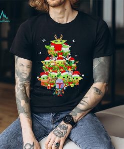 Colorful Baby Yoda And The Mandalorian Merry Christmas Tree Gift Shirt