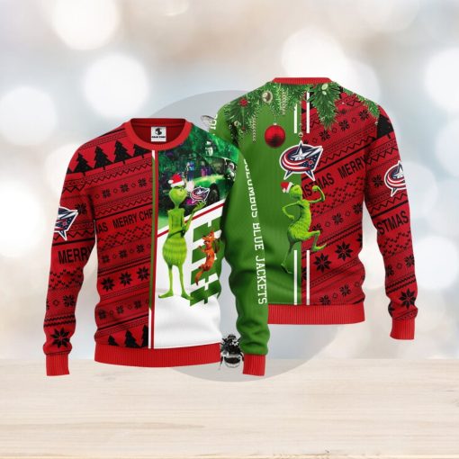 Columbus Blue Jackets Grinch & Scooby doo Christmas Ugly Sweater 1