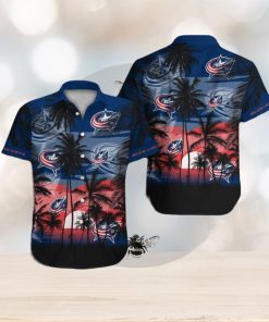 Columbus Blue Jackets Short Sleeve Button Up Tropical Shirt Hawaiian Shirt