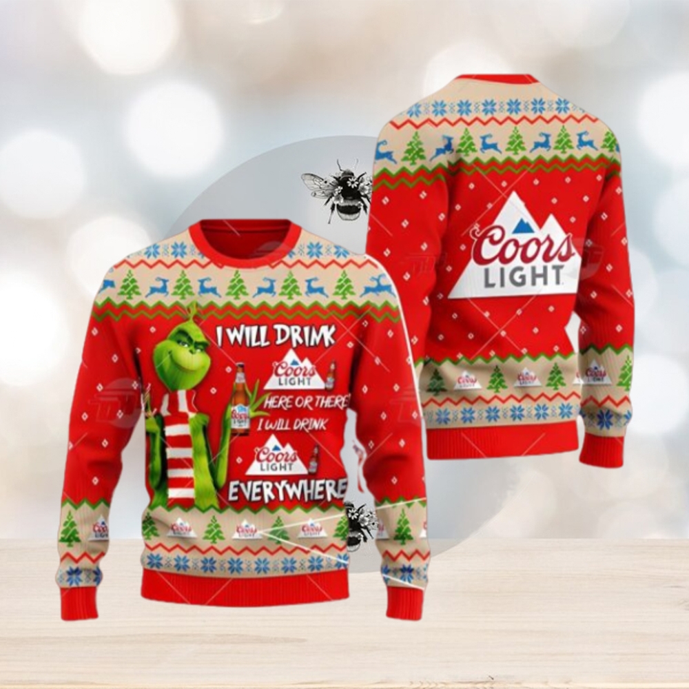 Xmas Coors Light Christmas Gift Red Ugly Christmas Sweater
