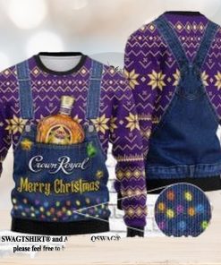 Crown Royal Merry Christmas Ugly Xmas Wool Knitted Sweater