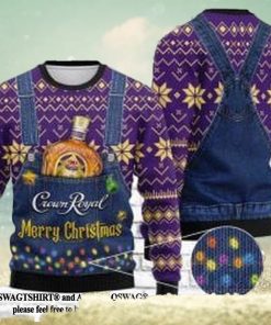 Crown Royal Merry Christmas Ugly Xmas Wool Knitted Sweater