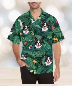 Custom Dog Face Hawaiian Shirt for Men Personalized Blooming Flowers Short Sleeve Casual Button Funky Shirt