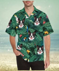 Custom Dog Face Hawaiian Shirt for Men Personalized Blooming Flowers Short Sleeve Casual Button Funky Shirt