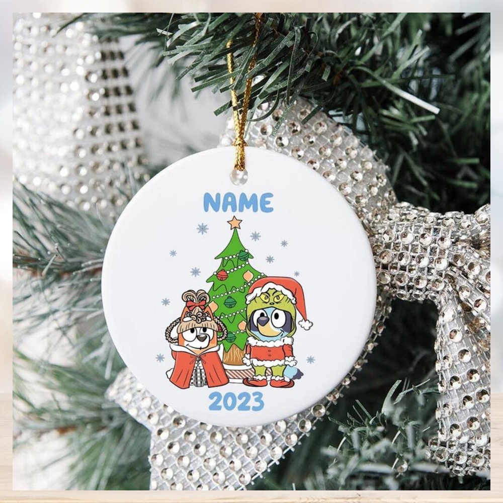 Custom Kid Name Bluey 2023 Christmas Ornament, Bluey Gift Custom Kid Name Bluey 2023 Christmas Ornament, Bluey Gift