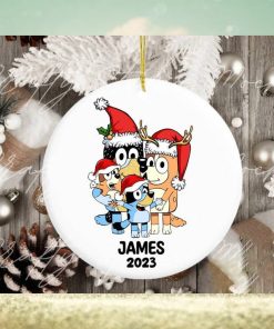 Custom Kid Name Bluey Family 2023 Christmas Ceramic Ornament