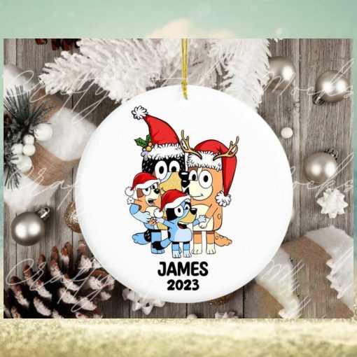 Custom Kid Name Bluey Family 2023 Christmas Ceramic Ornament