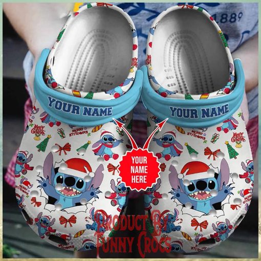 Custom Merry Christmas Gifts Stitch Crocs Shoes