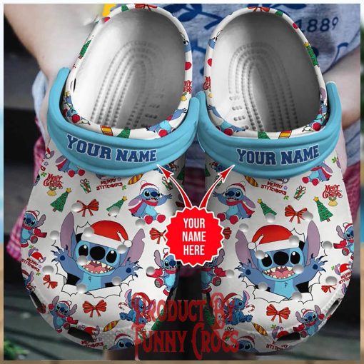 Custom Merry Christmas Gifts Stitch Crocs Shoes