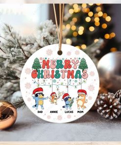 Custom Name Christmas Bluey Ornament for Family Xmas Decorations