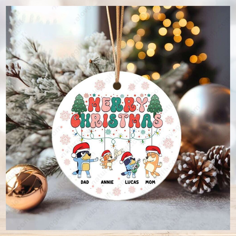 Custom Name Christmas Bluey Ornament for Family Xmas Decorations Custom Name Christmas Bluey Ornament for Family Xmas Decorations