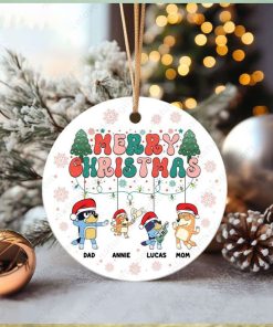 Custom Name Christmas Bluey Ornament for Family Xmas Decorations
