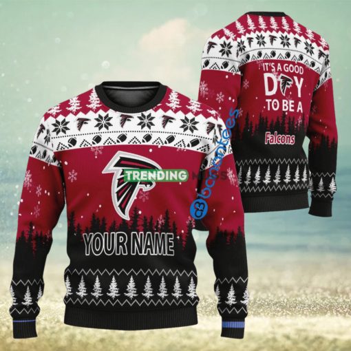 Custom Name It A Good Day To Be A Atlanta Falcons Ugly Christmas Sweater