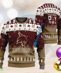 Custom Name It A Good Day To Be A Texas State Bobcats Ugly Xmas Sweater