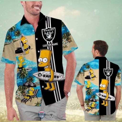 Custom Name Las Vegas Raiders Bart Simpson Hawaiian Shirt For Men Women