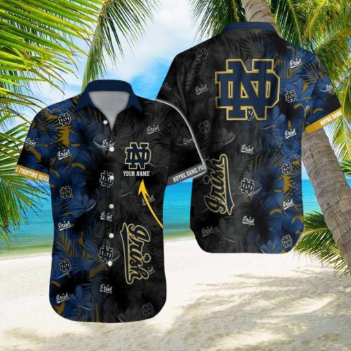 Custom Name Notre Dame Fighting Irish NCAA Pacific Logo AOP Hawaiian Shirt For Summer