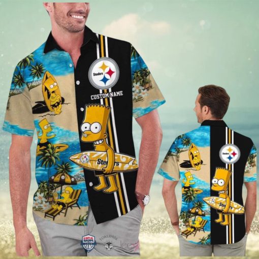 Custom Name Pittsburgh Steelers Bart Simpson Hawaiian Shirt For Men Women