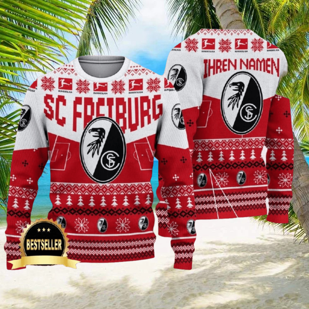 Custom Name SC Freiburg Ugly Christmas Sweater New Logo Gift For Men And Women Fans Custom Name SC Freiburg Ugly Christmas Sweater New Logo Gift For Men And Women Fans