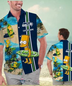 Custom Name Seattle Seahawks Bart Simpson Hawaiian Shirt For Men Women