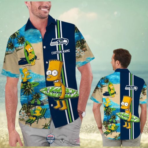 Custom Name Seattle Seahawks Bart Simpson Hawaiian Shirt For Men Women