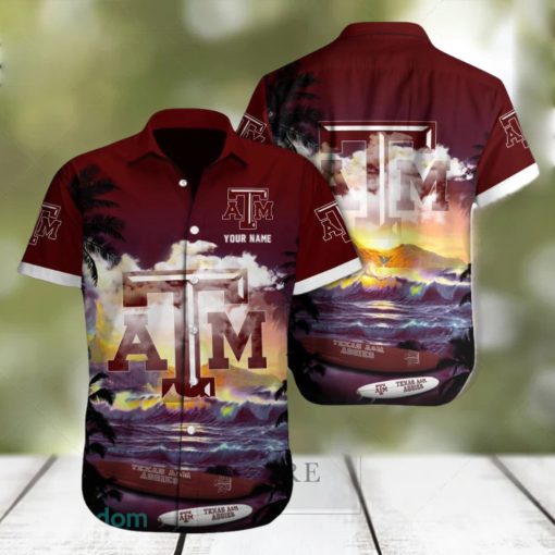 Custom Name Texas AM Aggies NCAA2 Traditional Logo All Over Print Hawaiian Shirt For Summer