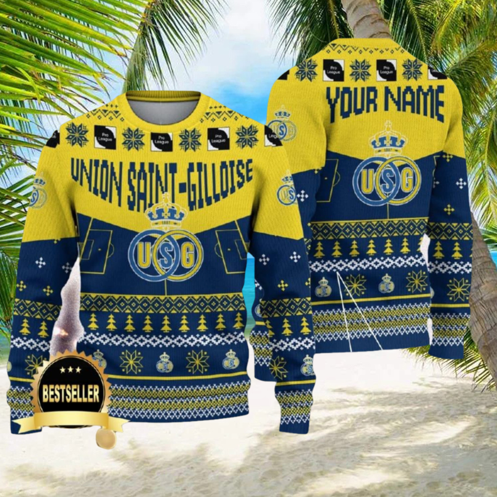 Custom Name Union Saint Gilloise Ugly Christmas Sweater New Logo Gift For Men And Women Fans Custom Name Union Saint Gilloise Ugly Christmas Sweater New Logo Gift For Men And Women Fans