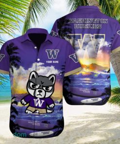 Custom Name Washington Huskies NCAA Unisex Brand AOP Hawaiian Shirt Gift For Fans