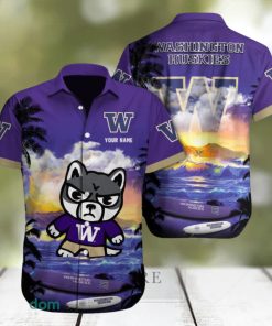 Custom Name Washington Huskies NCAA Unisex Brand AOP Hawaiian Shirt Gift For Fans