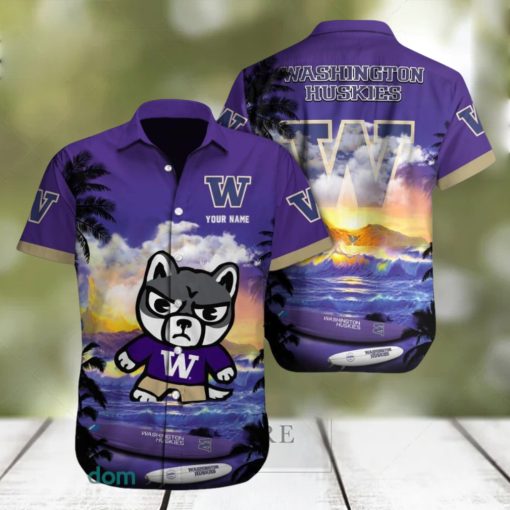 Custom Name Washington Huskies NCAA Unisex Brand AOP Hawaiian Shirt Gift For Fans