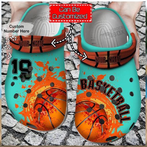 Custom Number Basketball Blue Crocs