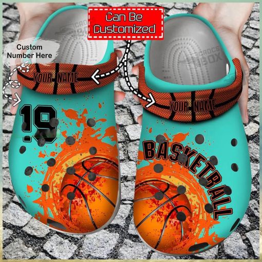 Custom Number Basketball Blue Crocs