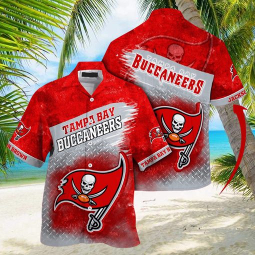 Customized NFL Tampa Bay Buccaneers Hawaiian Shirt Metal Pattern Aloha Shirt