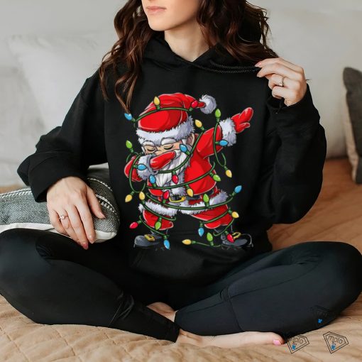 Dabbing Santa Christmas Tree Lights Xmas Gifts Boys Kids Dab Short Sleeve T Shirt Black
