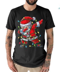 Dabbing Santa Christmas Tree Lights Xmas Gifts Boys Kids Dab Short Sleeve T Shirt Black