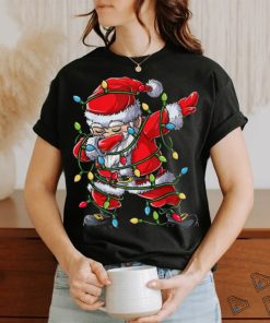 Dabbing Santa Christmas Tree Lights Xmas Gifts Boys Kids Dab Short Sleeve T Shirt Black