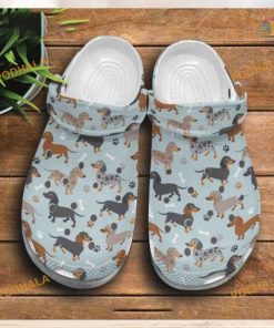 Dachshund Cartoon Frame Pattern Crocs