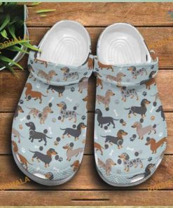 Dachshund Cartoon Frame Pattern Crocs