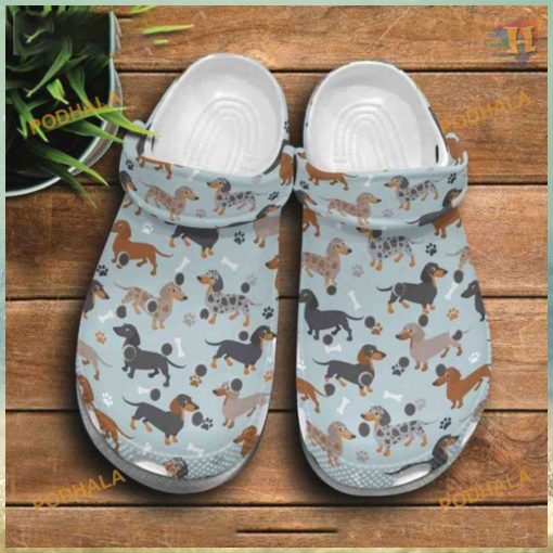 Dachshund Cartoon Frame Pattern Crocs