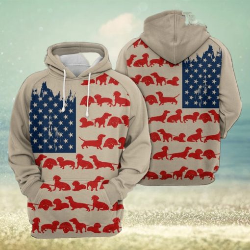 Dachshund Usa Flag 3D Printed Hoodie