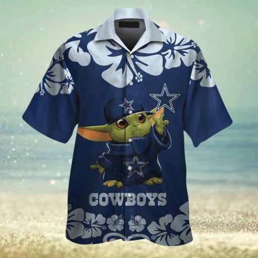 Dallas Cowboys Baby Yoda Short Sleeve Button Up Tropical Hawaiian Shirt