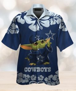 Dallas Cowboys Baby Yoda Short Sleeve Button Up Tropical Hawaiian Shirt