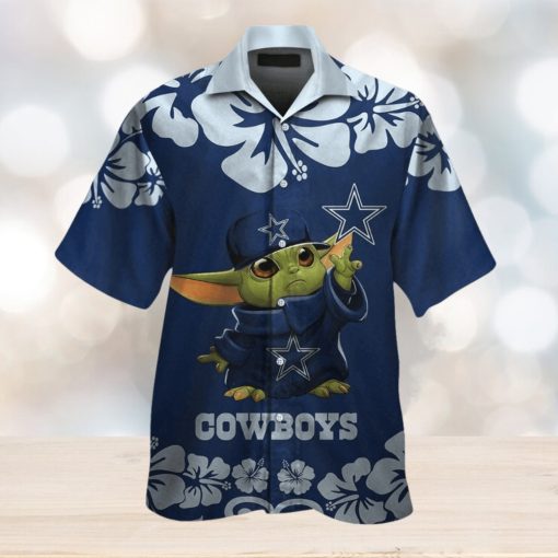 Dallas Cowboys Baby Yoda Short Sleeve Button Up Tropical Hawaiian Shirt