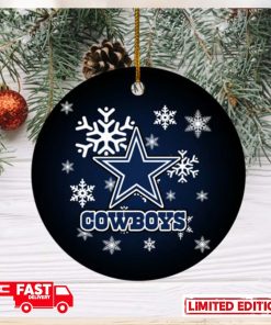 Dallas Cowboys Christmas Merry Christmas Snowflakes Pattern Circle Ornament