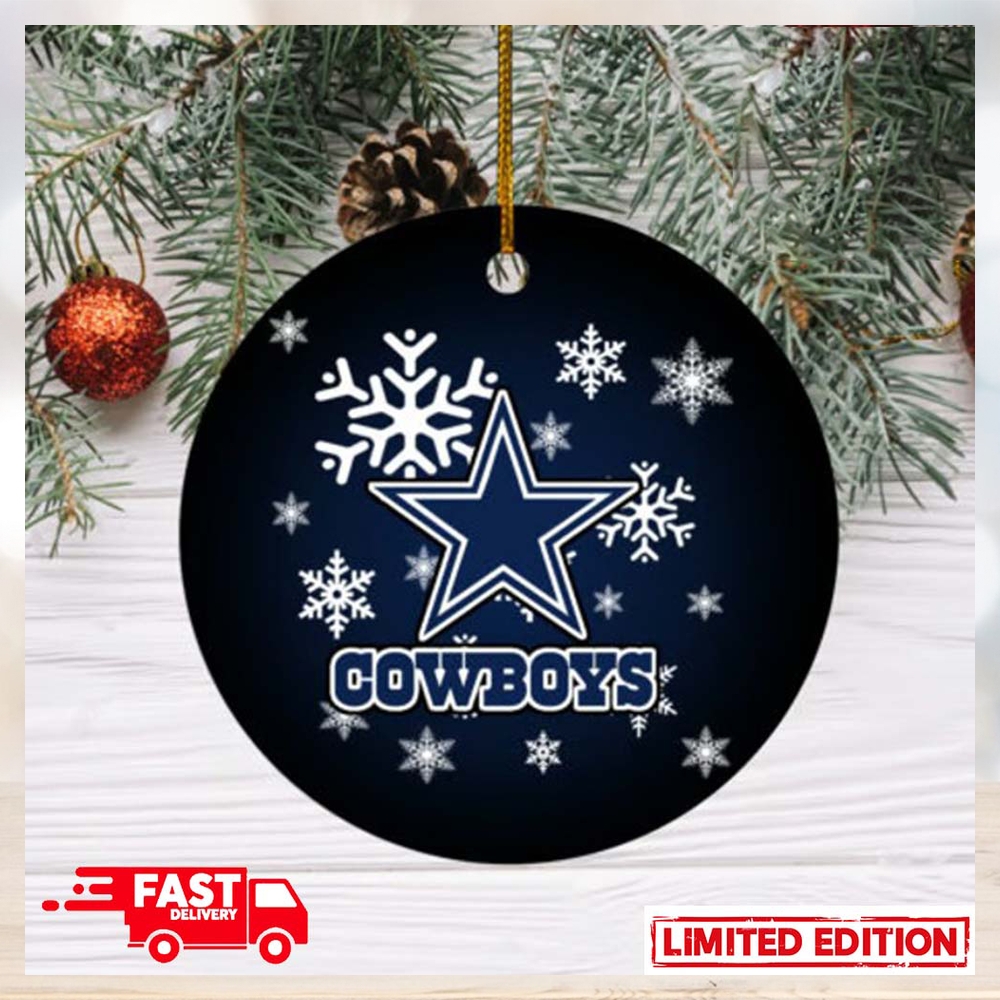 Dallas Cowboys Christmas Merry Christmas Snowflakes Pattern Circle Ornament Dallas Cowboys Christmas Merry Christmas Snowflakes Pattern Circle Ornament