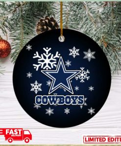 Dallas Cowboys Christmas Merry Christmas Snowflakes Pattern Circle Ornament