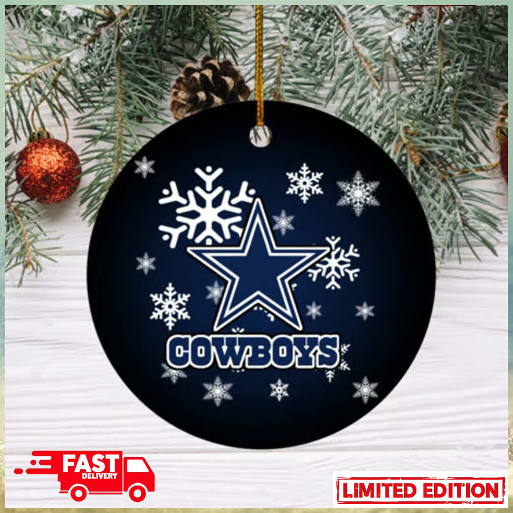 Dallas Cowboys Christmas Merry Christmas Snowflakes Pattern Circle Ornament Dallas Cowboys Christmas Merry Christmas Snowflakes Pattern Circle Ornament