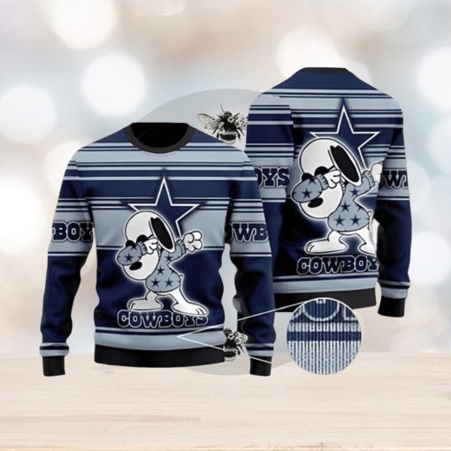 Dallas Cowboys Dabbing Snoopy Ugly Christmas Sweater 3D Printed Men And Women Holiday Gift Holiday