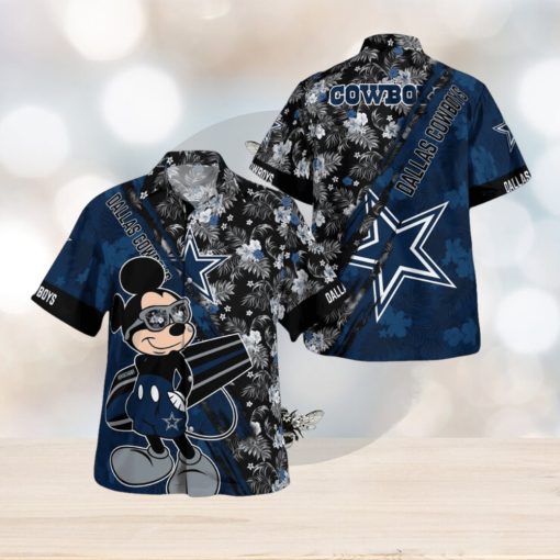 Dallas Cowboys Mickey Mouse Floral Short Sleeve Hawaii Shirt