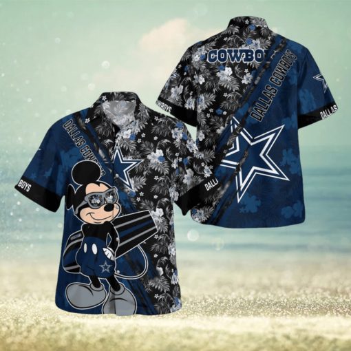Dallas Cowboys Mickey Mouse Floral Short Sleeve Hawaii Shirt
