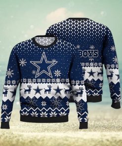 Dallas Cowboys Ugly Sweater Vintage Snowflakes Ugly Christmas Sweater 3D Printed Men And Women Holiday Gift